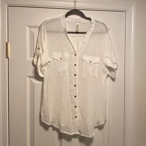 Perseption White Button Down Blouse…size 1X
